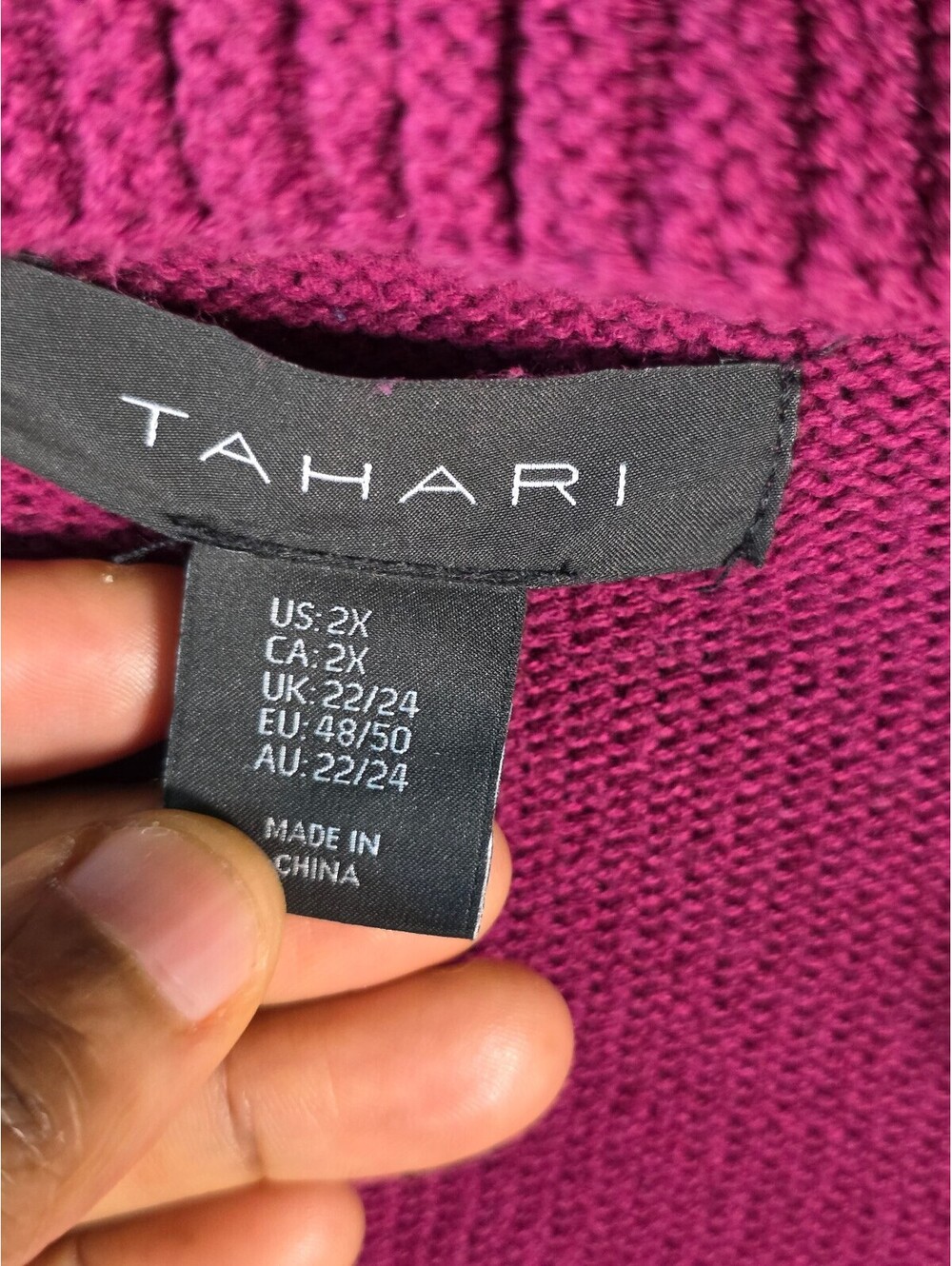 Tahari Women's 2X Magenta Pink Hooded Open Front Long Knit Cardigan Sweater - Picture 4 of 8
